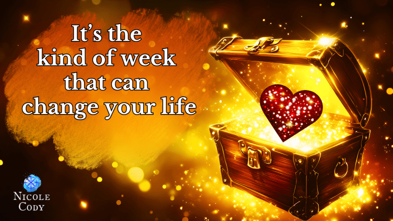 A treasure chest with a glowing sparkly heart inside, symbolising rediscovering your inner gifts and a life-changing week of intuition and possibility.
